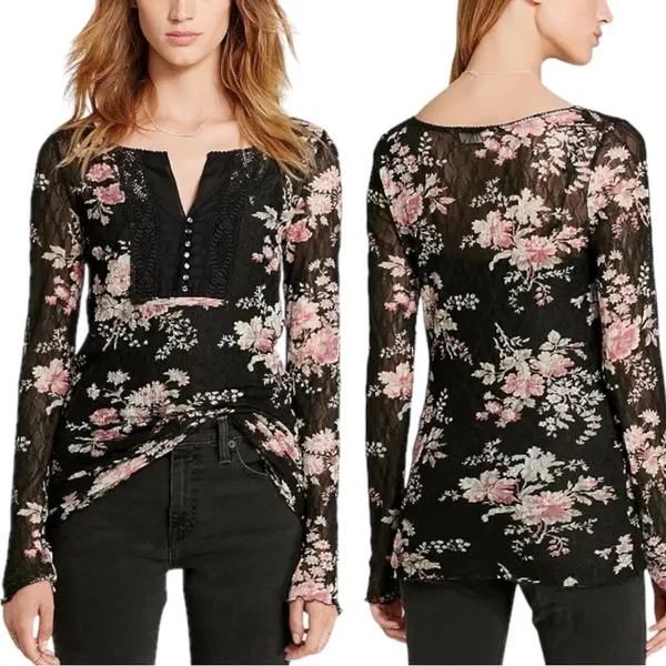 Denim & Supply Ralph Lauren Ethereal Dainty Cottage Floral Lace Y2K Medium - Image 2