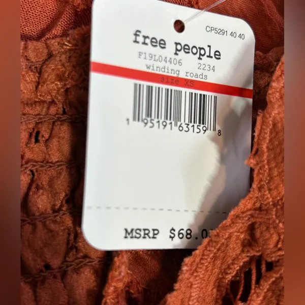 NWT Free People Adella Cami XS Winding Roads Rust Lace Peplum Top - Image 12