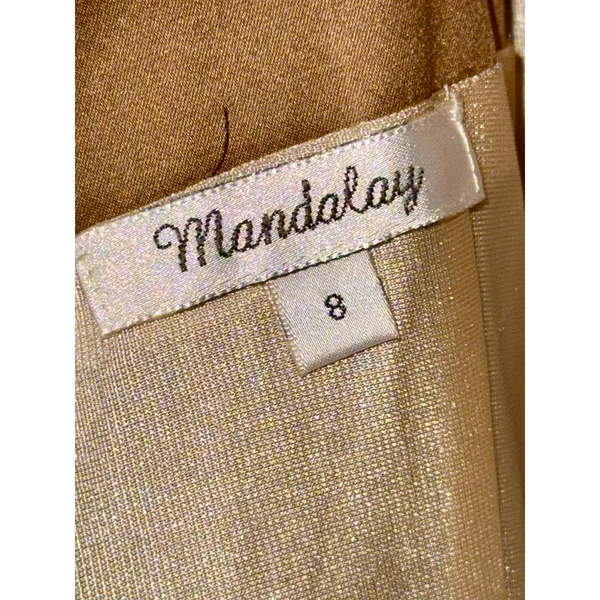 NWT Mandalay Brown Gold Lace Beaded Embellished Long Evening Gown Dress Size 8 - Image 10