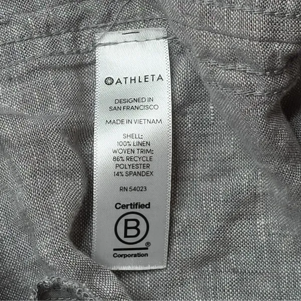 Athleta Cabo Linen Jogger Pants Women 8 Gray 100% Linen Drawstring Zip Pockets - Image 8