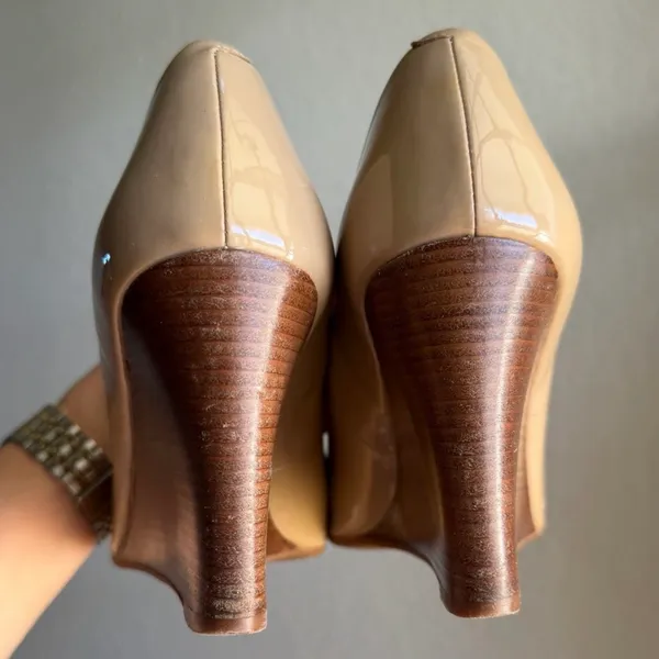 Tory Burch Burnt Almond Jade 85MM Peep Toe Wedge - Image 9