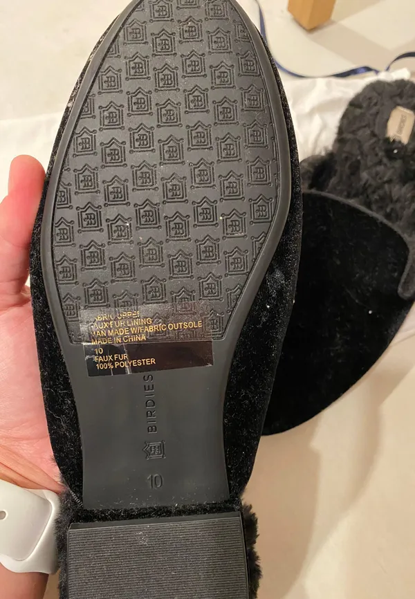 Birdies Black Faux Fur Slip-ons Slipper Flats - Image 3