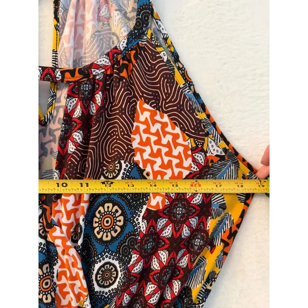 Chances R Womens Patchwork Print Jumpsuit Wide Leg‎ Halter Neck Multi Color L - Image 5