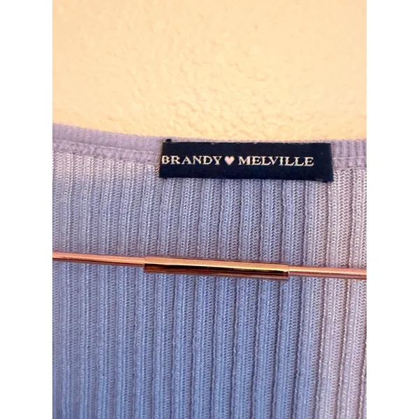 Brandy Melville Cardigan Womens One Size‎ Lavender Zelly Ribbed Knit Button Top - Image 3