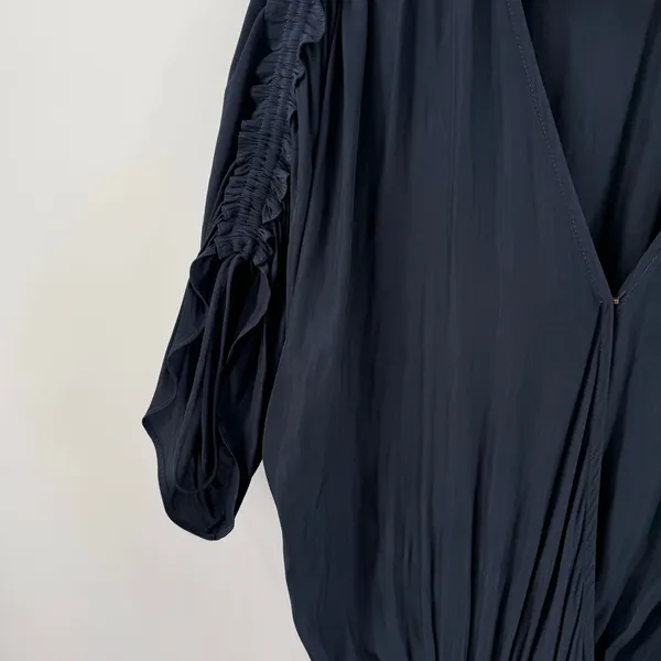 Ramy Brook Tilda Dress Women’s Size XXS Crossover Mini Ruffle Smocked navy blue - Image 10