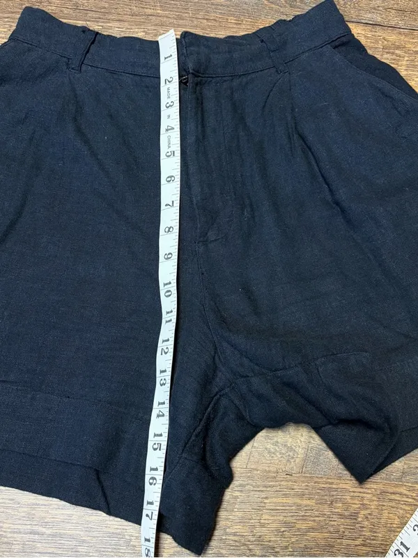 Abercrombie & Fitch Lined Black Linen Blend Pleated Shorts Women's Small Pockets - Image 6