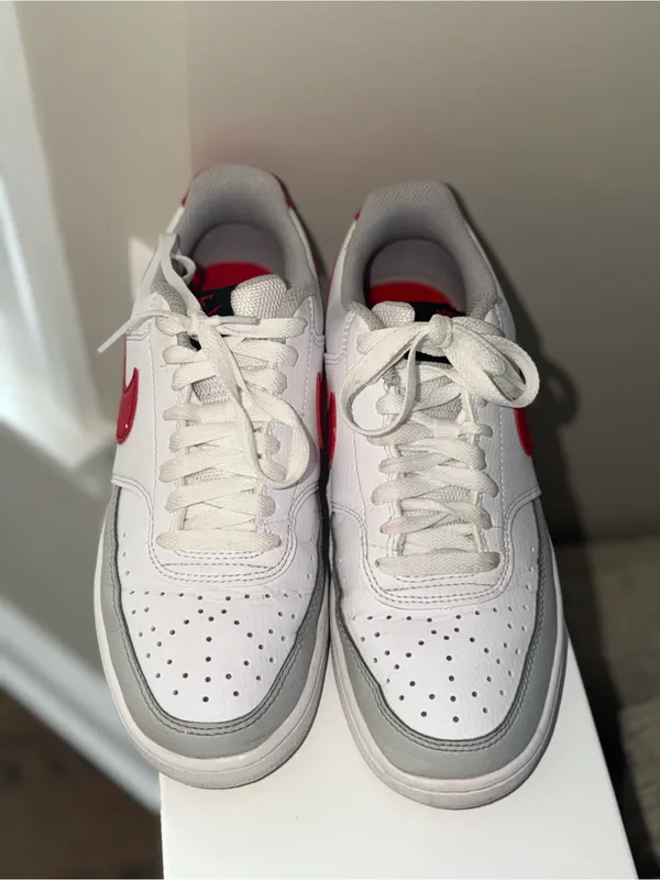 Nike Court Vision Low White Red Grey Sneakers Women’s 8.5 - Image 2