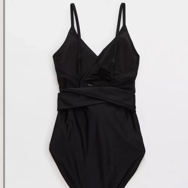 AERIE Sexy Flirty Resort Vacation Tropical Full Coverage Wrap One Piece Swimsuit - Image 5