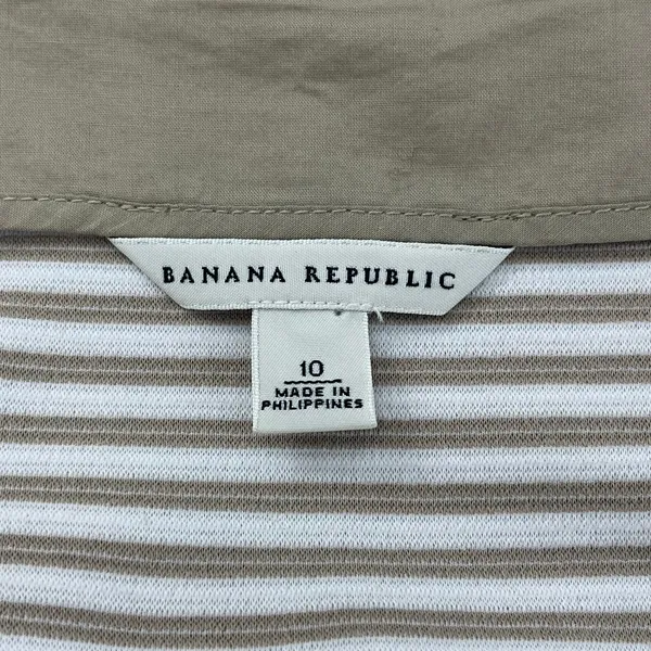 Banana Republic Brown White Striped Midi Dress 10 Sheath Career Workwear Chic - Image 5