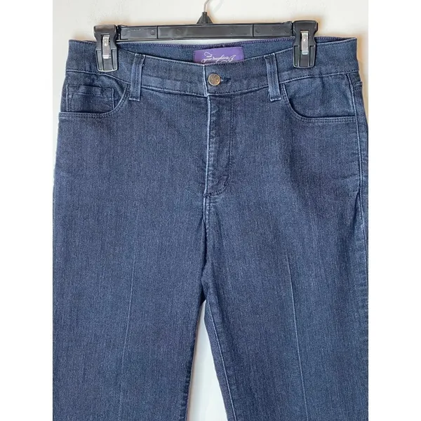 NYDJ‎ Straight Leg Mid Rise Dark Wash Jeans With Jeweled Back Pockets Size 8 - Image 3