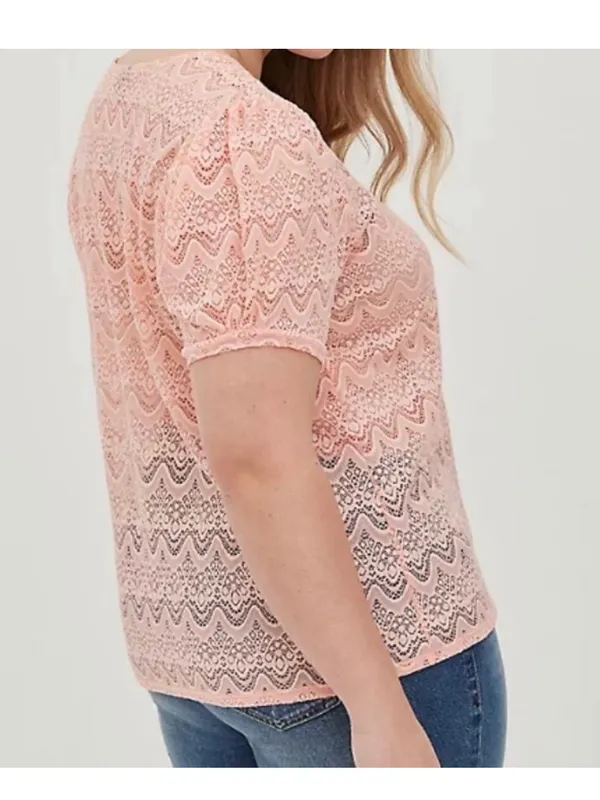BUNDLE Torrid Lace Crochet Tees Peaches And Cream 2X NWT - Image 6