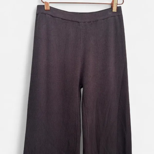 Meshki Black Rue Ribbed Flared Knit Pants | Y2K Minimalist Streetwear | Small - Image 4