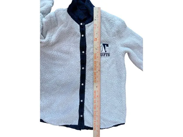 Spirit Tufts University Reversible Sherpa Flannel Shirt Jacket Shacket Medium - Image 5