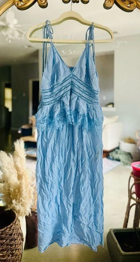 Free people kiki slip blue midi dress nwot xl - Image 2