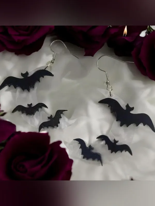 Crescent Moon Bat Acrylic Dangle Earrings Gothic Women Fashion Jewelry - Image 3
