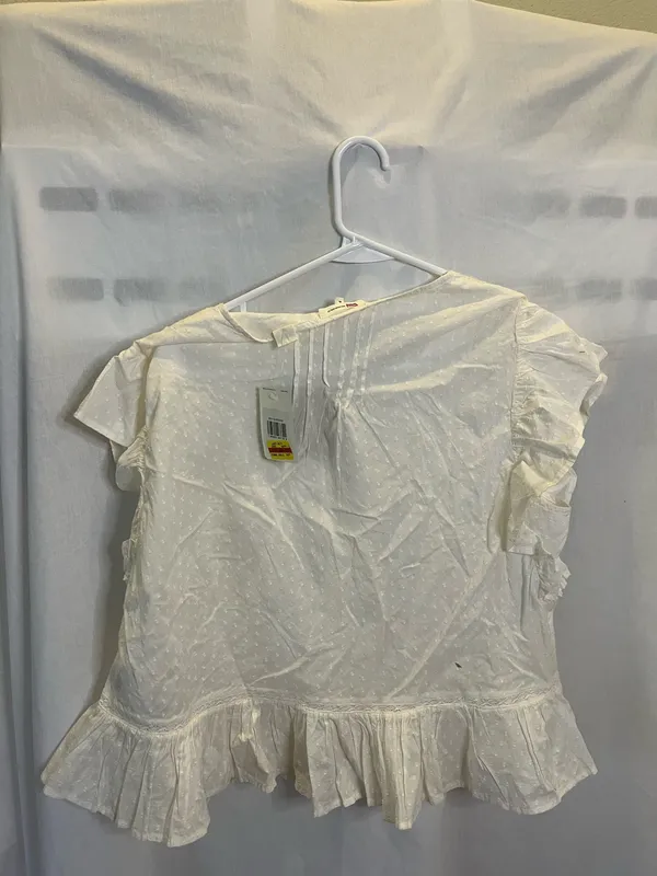 Levi's white blouse with small polka dots, size XL #polkadots #workwear. #171 - Image 3