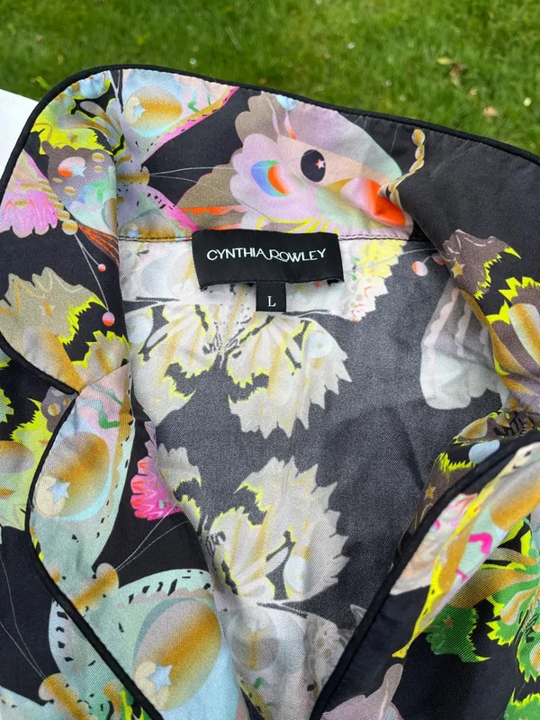 Cynthia Rowley Black Floral Butterfly Print Two-Piece Set - Image 4