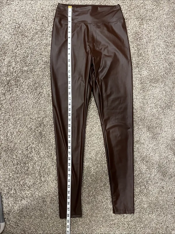 Offline by Aerie Faux Leather Hi Rise Brown Leggings Size Medium - Image 9
