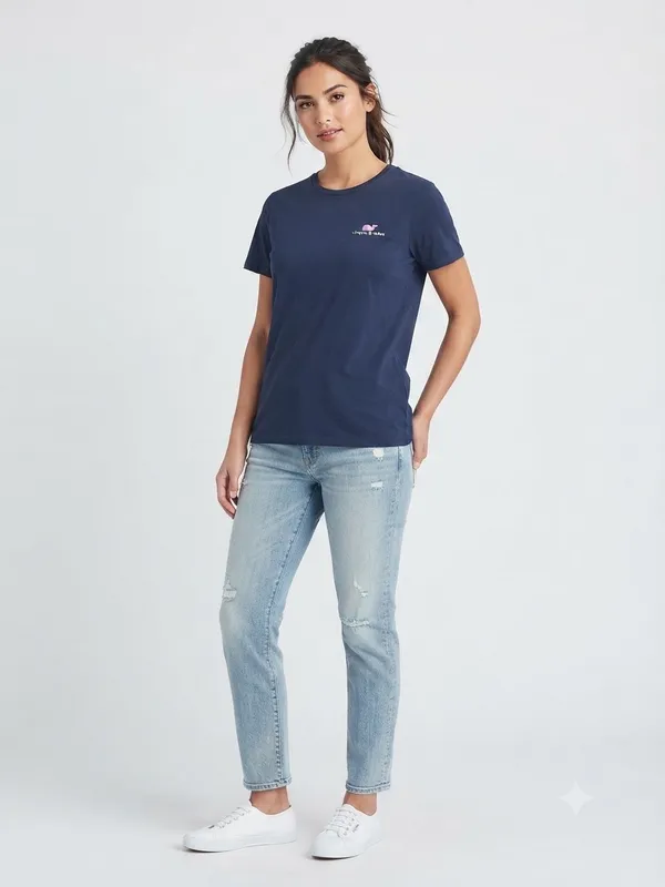 VINEYARD VINES Whale Logo Tee M 16” p2p Navy EUC - Image 4