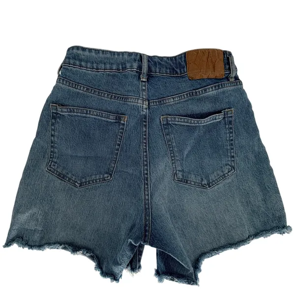 H&M Distressed Denim Cutoff Shorts Blue Wash Raw Hem M 8 - Image 4