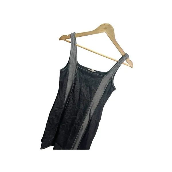 Moa Moa Women's Small Blue Denim Striped Mini Dress‎ Sleeveless Stretch - Image 3