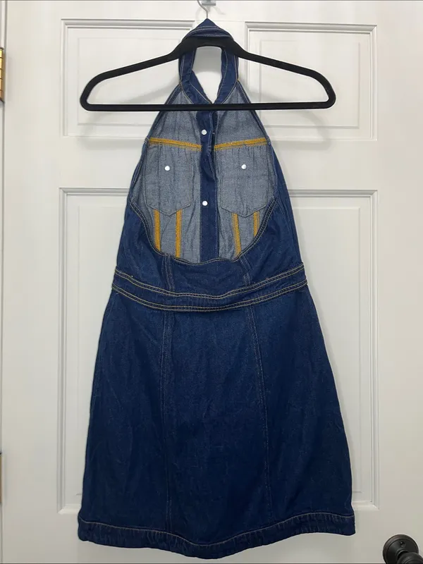 Future Collective Alani Noel Sleeveless Collared Denim Mini Dress - Size 4 - Image 8