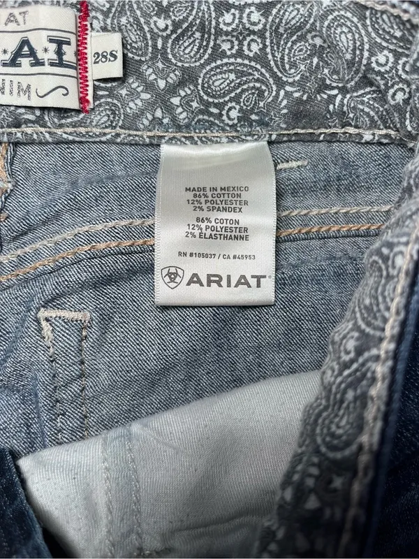 Ariat R.E.A.L. Mid Rise Straight Leg Jeans Blue 28S 28 Short 10023501 - Image 3
