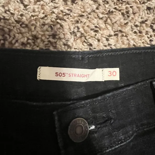 Levi's 505 Classic Dark Wash Straight Jeans Casual Stretch Denim Pants Size 30‎ - Image 6
