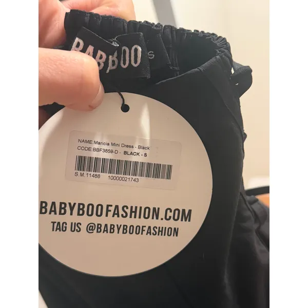 Babyboo Marcia Mini Dress Bubble Hem Black Size Small - Image 5