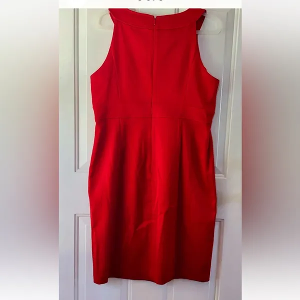 London Times Red Knee Length Sheath Dress Sz 14 Work Party coquette Grannycore - Image 6