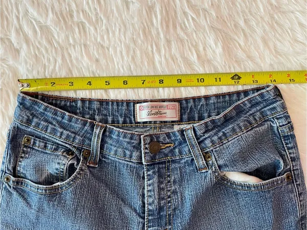 Y2K Levi's Strauss stretch low rise bootcut Women's Light Blue Flare Jeans - Image 9