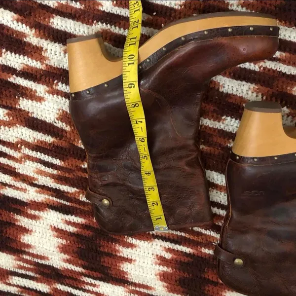 UGG Y2K Brown Lynnae Leather Shearling Fold Over Boot Wood Heel Bratz Whimsi 2000s #Fairy #Cottagecore Sz 10 - Image 4