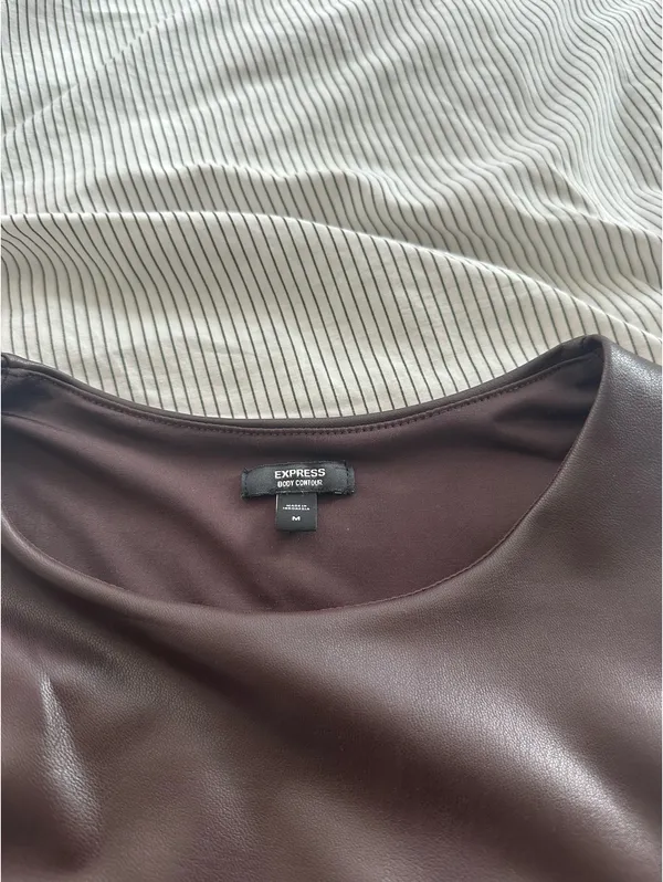 Express Brown Leather Tank Top - Image 3