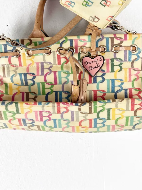 DOONEY & BOURKE Signature Logo Rainbow Zipper Heart Tag Matching Coin Purse Y2K - Image 13