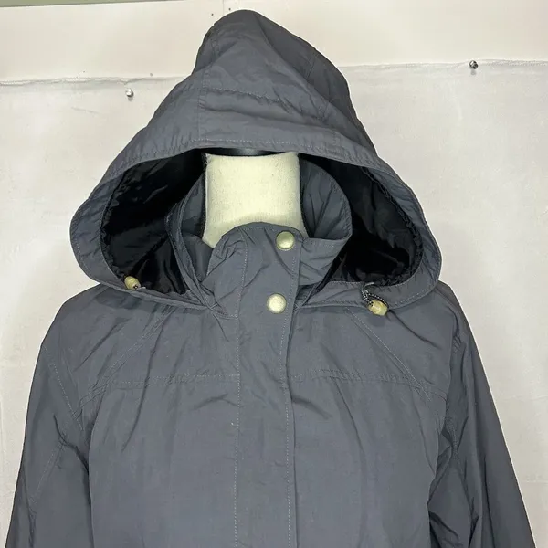 LL Bean Jacket Womens Medium Gray Hooded Jacket Windbreaker Nylon Vintage - Image 2