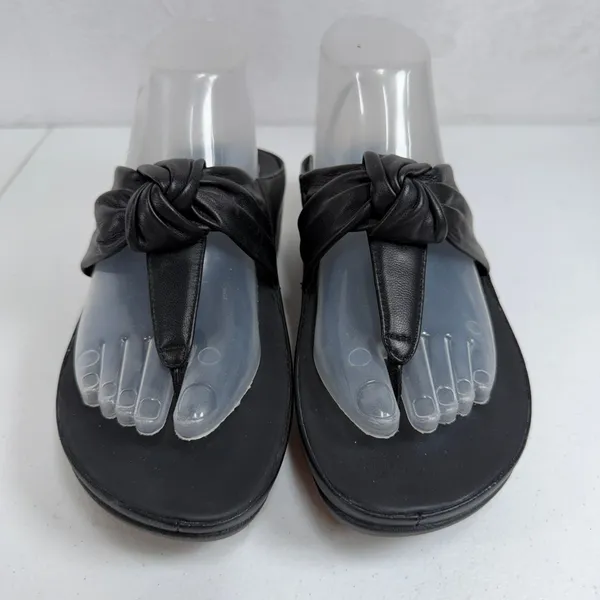 FitFlop 7.5 Twiss II Knotstrap All Black Wedge Platform Microwobbleboard FJ2-090 - Image 5