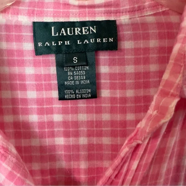 Vintage Lauren Ralph Lauren Sheer Pink Blouse Size Small - Image 2
