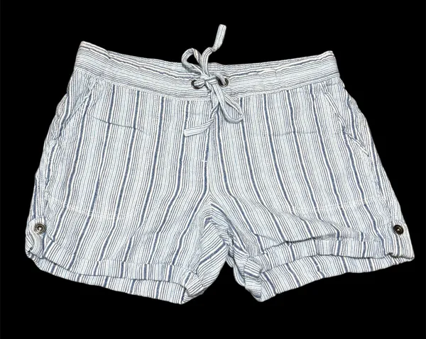 Per Se Linen Blend White and Blue Cargo Shorts Relaxed Fit Size Medium - Image 2