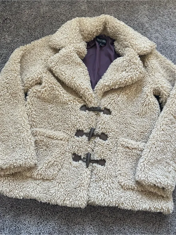 Dolls Kill Cream Teddy Toggle Coat - Image 3