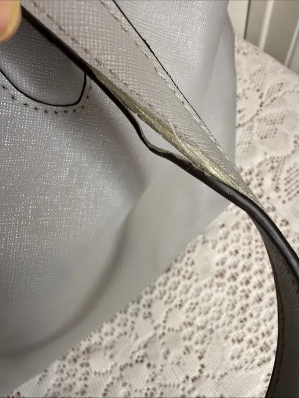 Kate Spade Light gray Saffiano Leather Tote shoulder bag purse - Image 9