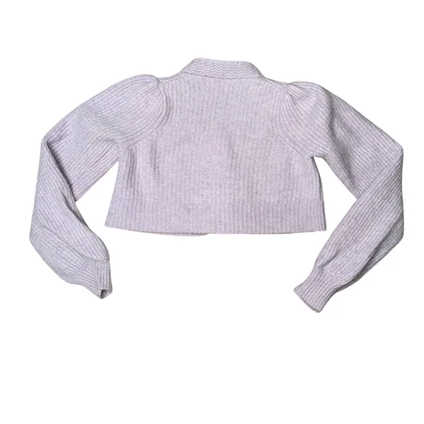 LoveShackFancy Cardigan Women XS Lavender Good Wool Cashmere Cropped Ribbed Puff - Image 7