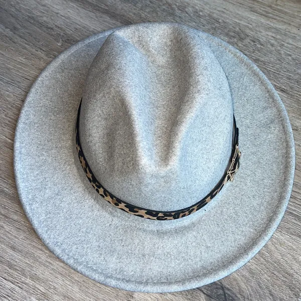 🎉Sale🎉 Fedora Panama Wool Blend Hat Light Gray - Image 3