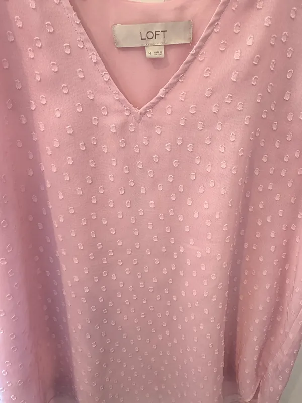 Ann Taylor LOFT Pink Ruffled Blouse Size Medium - Image 2