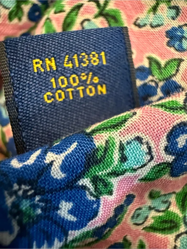Ralph Lauren ditsy floral Pink Blue button-down shirt Size Large 100% Cotton - Image 5