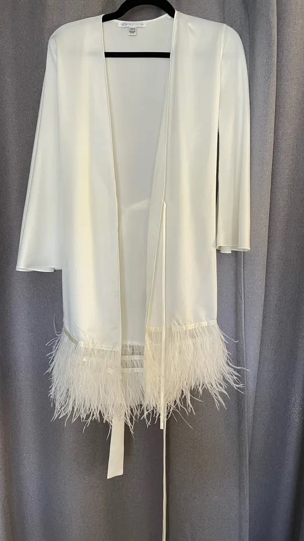 Ivory Satin Bridal Robe White Size XS - Image 2