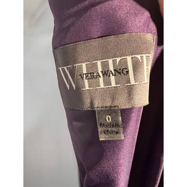 White by Vera Wang One Shoulder Maxi Dress Purple 0 Bridesmaid Formal‎ Evening - Image 3