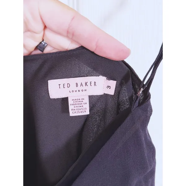 Ted Baker Silk Sequin Beaded Mini Dress Womens M Black Cocktail Old Hollywood - Image 5