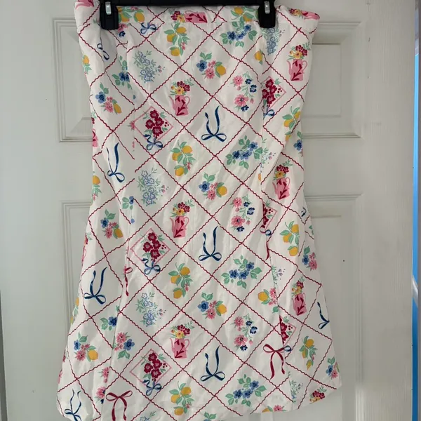 Jessica Simpson Medium Ribbon Floral Strapless Linen Blend Lined Dress - Image 3