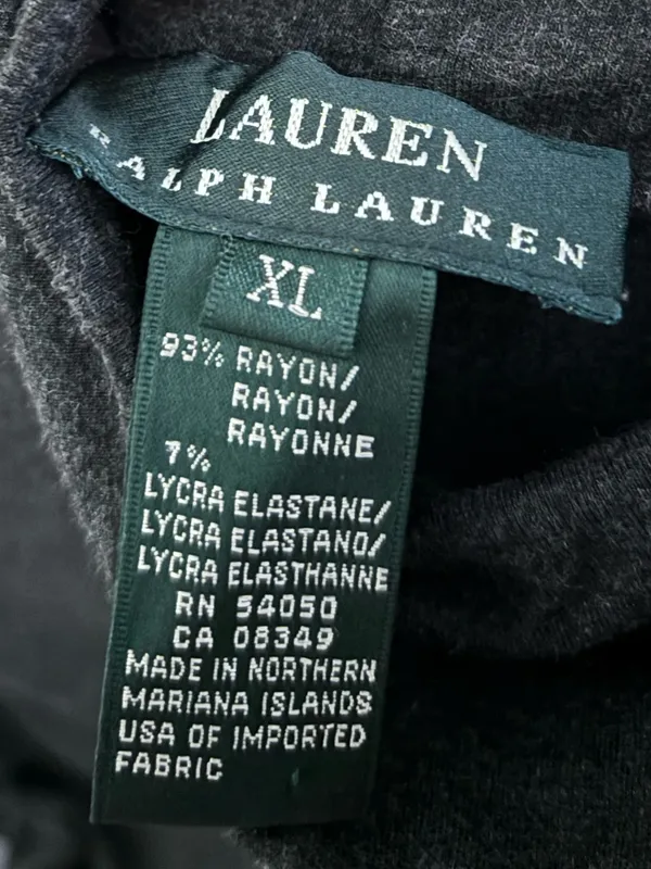 Lauren Ralph Lauren Dark Grey Knit Jersey Turtleneck Short-Sleeve Top - Image 3