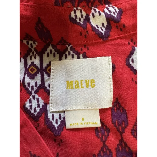 Anthropologie Maeve Women Sz 6 Button Down Lightweight Shirt Rayon‎ Short Sleeve - Image 3